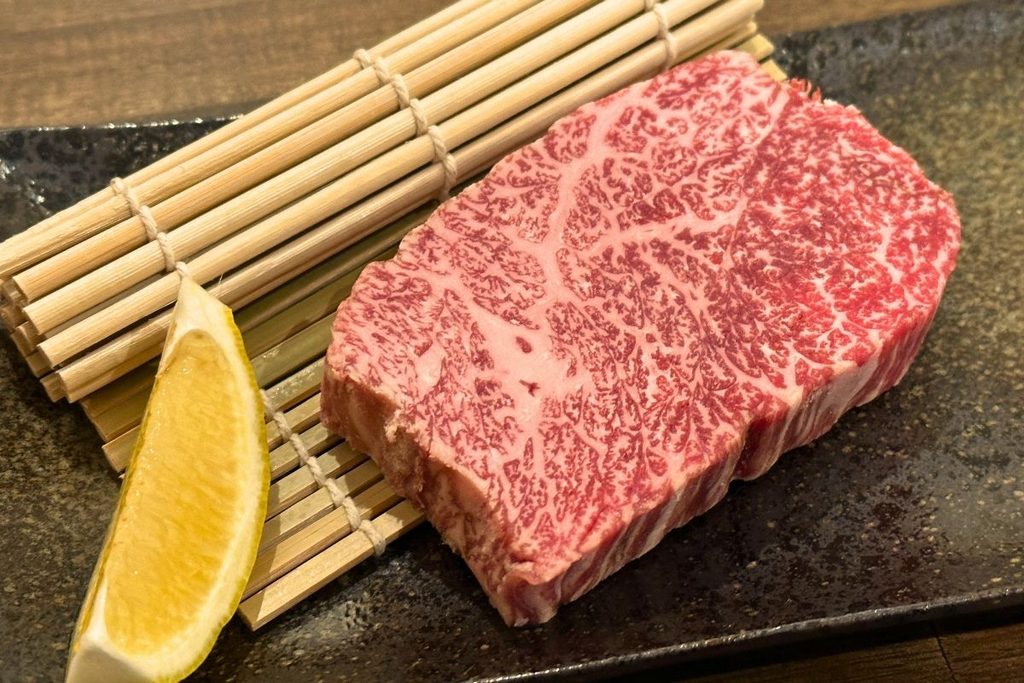 Close-up of marbled Wagyu steak