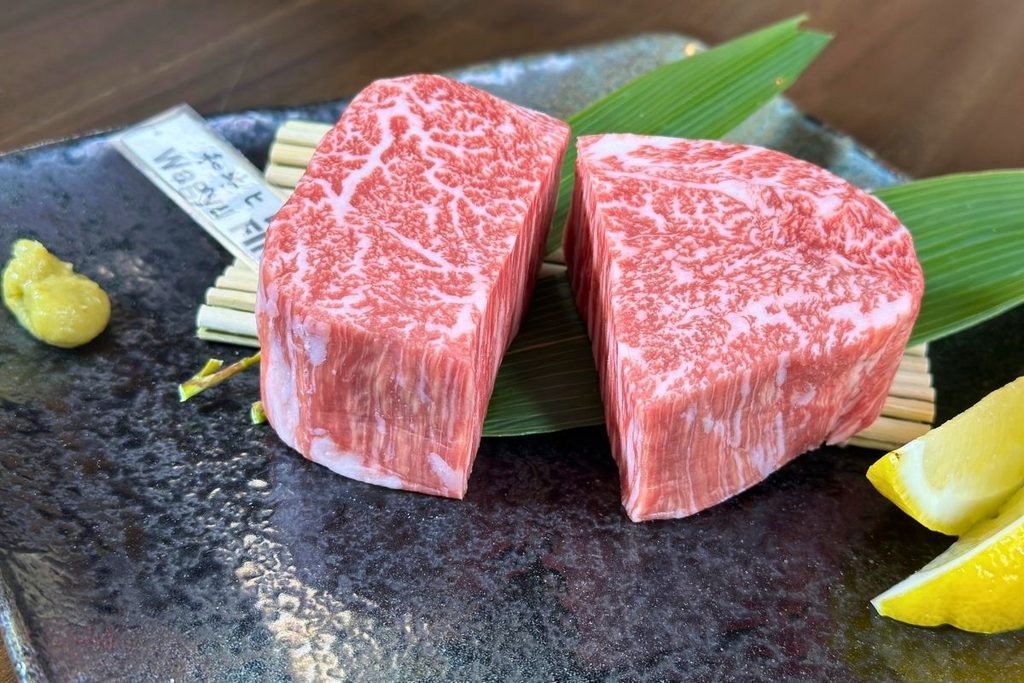 Richly marbled sirloin steak